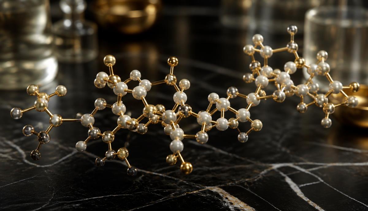 Rendu 3D d'une chaîne peptidique Argireline – acétyl hexapeptide-8