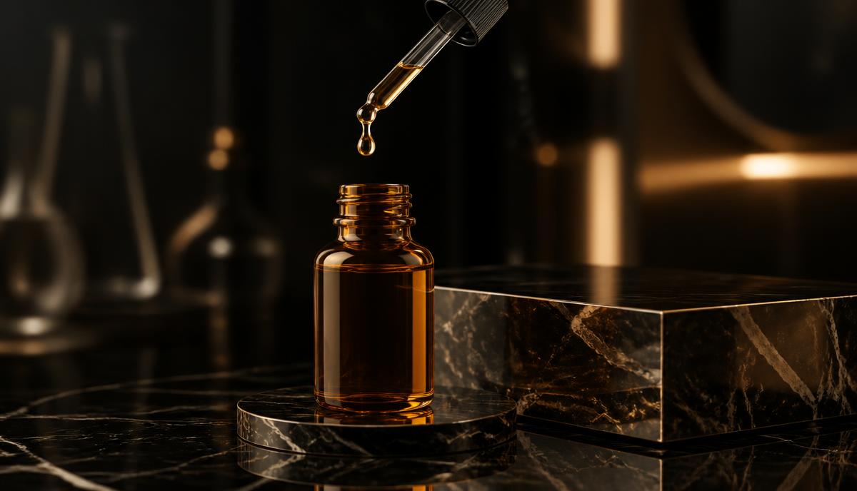 Sérum aux peptides de cuivre en flacon ambré – action sur la peau