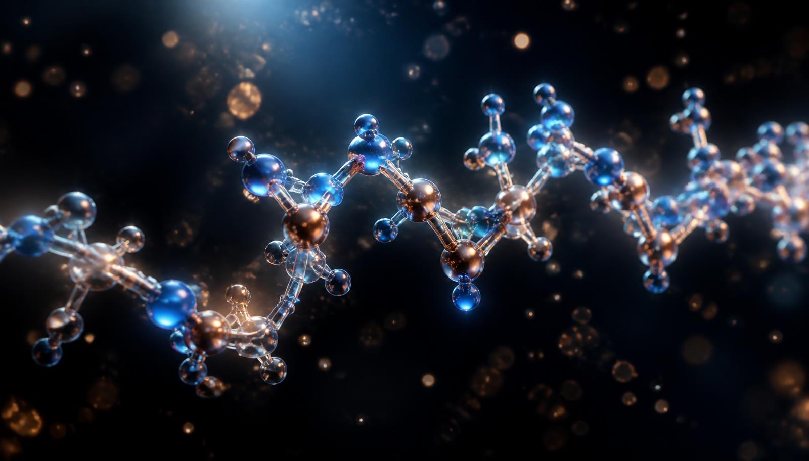 Visualisation 3D d'une chaîne de peptides de cuivre GHK-Cu – action sur la peau